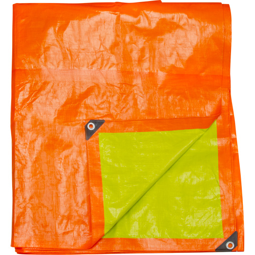 High-Visibility Heavy-Duty Woven Tarp, Polyethylene, Green/Orange, 16' x 20' x 12 mils SPOC Demo