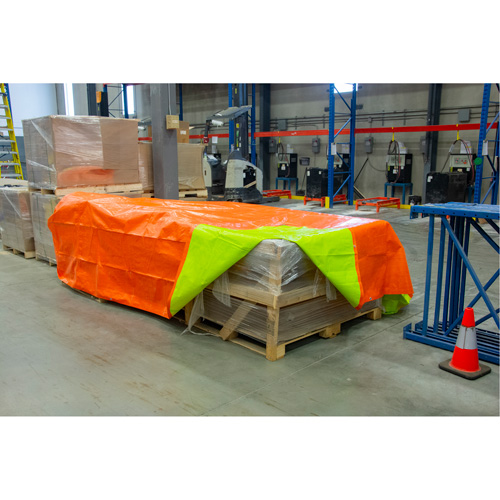 High-Visibility Heavy-Duty Woven Tarp, Polyethylene, Green/Orange, 16' x 20' x 12 mils SPOC Demo