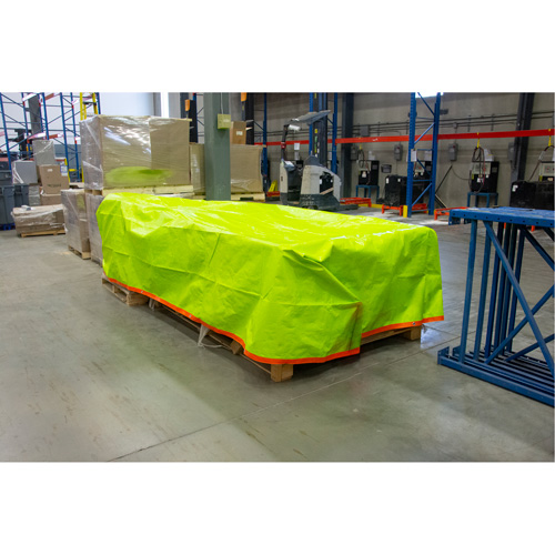 High-Visibility Heavy-Duty Woven Tarp, Polyethylene, Green/Orange, 16' x 20' x 12 mils SPOC Demo