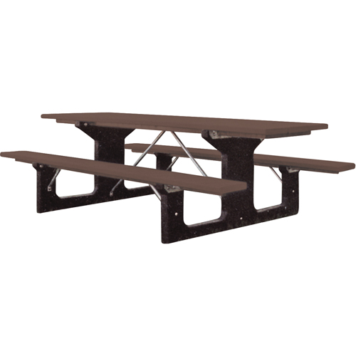 Tables de pique-nique en plastique recycl&eacute;, 6' lo x 61-1/2" la, Brun SPOC Demo