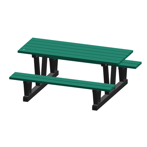 Tables de pique-nique d'ext&eacute;rieur en plastique recycl&eacute;, 72" lo x 60-5/16" la, Vert SPOC Demo
