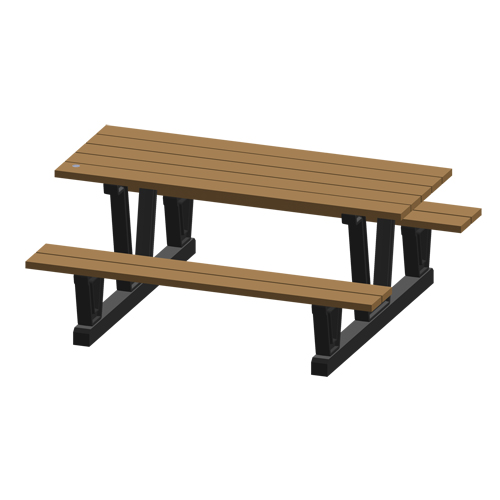 Tables de pique-nique d'ext&eacute;rieur en plastique recycl&eacute;, 72" lo x 60-5/16" la, S&eacute;quoia SPOC Demo
