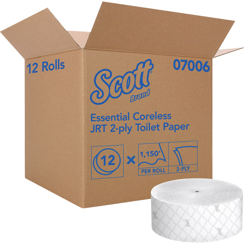 Scott&reg; Essential Toilet Paper, Jumbo/Coreless Roll, 2 Ply, 1150' Length, White SPOC Demo
