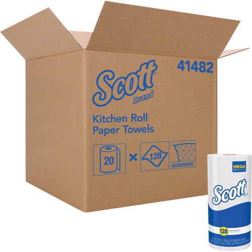 Rouleau de chiffons de cuisine Scott, 1 Pli, 128 Feuilles/rouleau, 11" la, 8,78" lo SPOC Demo