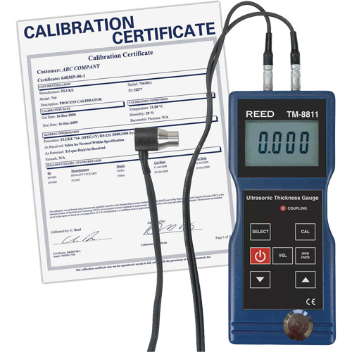 Jauge d'&eacute;paisseur avec certificat de calibration, Affichage Num&eacute;rique, Ultrason, gamme de 0,05" to 7,9" (1,5 mm to 200 mm) SPOC Demo