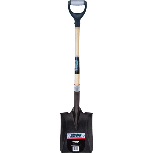Heavy-Duty Square Shovel, Hardwood, Carbon Steel Blade, D-Grip Handle, 30" Long SPOC Demo