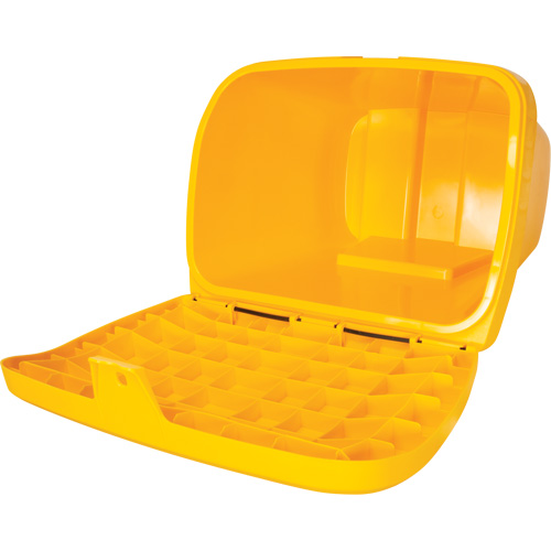 Salt & Sand Storage Bins, With Hasp, 21" x 27" x 26", 4.24 cu. ft., Yellow SPOC Demo