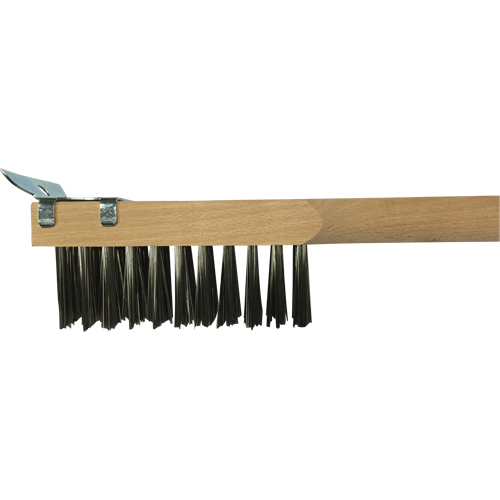 Scratch Brush With Scraper, Stainless Steel, 3 x 10 Wire Rows, 20" Long SPOC Demo