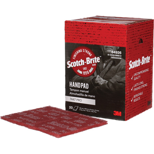 Scotch-Brite 7447 Hand Pads, Aluminum Oxide, 9" x 6", Very Fine Grit SPOC Demo