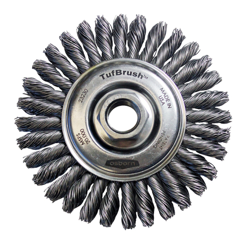 TufBrush Knot Wire Wheel Brush, 4" Dia., 0.02" Fill, 5/8"-11 Arbor, Steel SPOC Demo