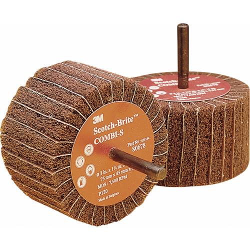 Combi Wheels, 3" Dia. x 1-3/4" W, 1/4" Arbor, Aluminum Oxide SPOC Demo
