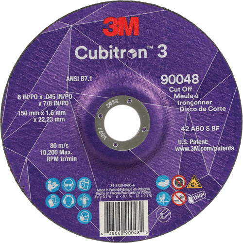Meule &agrave; tronçonner Cubitron 3, 6" x 0,045", Arbre de 7/8", Type T27, C&eacute;ramique, 10 200 Tr/min SPOC Demo