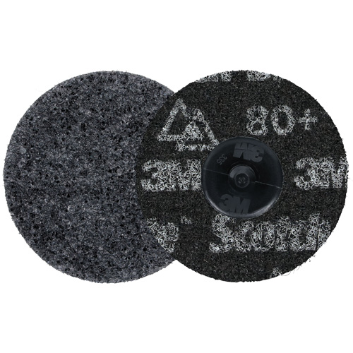 Meule robuste pour le conditionnement de pr&eacute;cision des surfaces Scotch-Brite Roloc, HD-DR, 3" dia., Grain 80+, C&eacute;ramique SPOC Demo