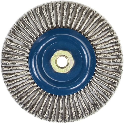 Stringer Bead Knot Wire Brush For Angle Grinders, 6" Dia., 0.02" Fill, 5/8"-11 Arbor, Stainless Steel SPOC Demo