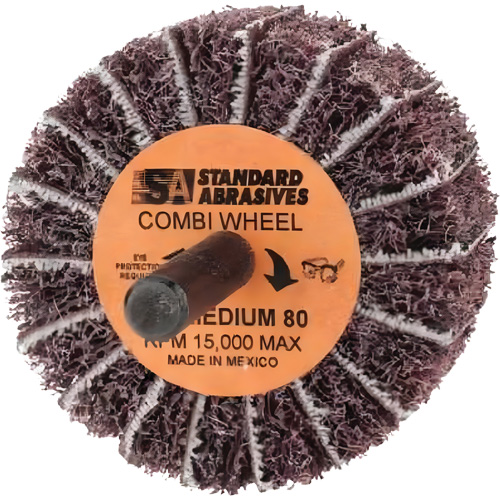 Standard Abrasives Buff and Blend Combi-Wheel 898001, 2" Dia. x 1" W, 1/4" Arbor, Aluminum Oxide SPOC Demo