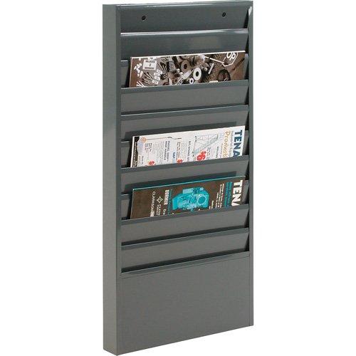 Literature Storage Racks, Stationary, 10 Slots, Steel, 13-1/8" W x 2" D x 26-1/4" H SPOC Demo