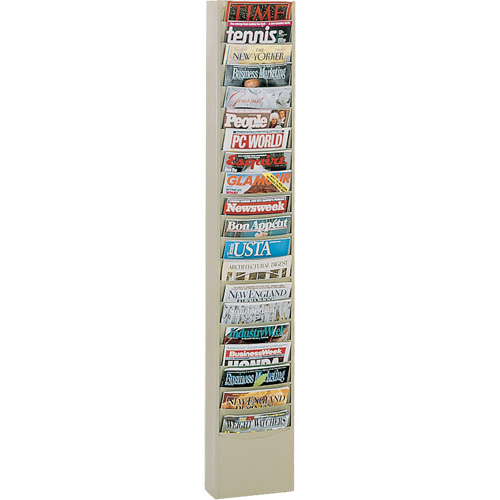Literature Rack, Wall Mount, 20 Slots, Steel, 9-3/4" W x 4-1/8" D x 58" H SPOC Demo