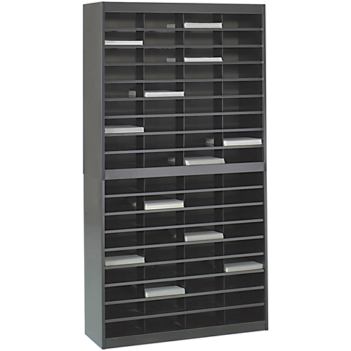 Casiers pour documentation &agrave; service intensif, Stationnaire, 72 fentes, Acier, 37-1/2" la x 12-3/4" p x 71" h SPOC Demo