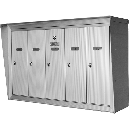 Single Deck Mailboxes, Wall -Mounted, 16" x 5-1/2", 6 Doors, Aluminum SPOC Demo