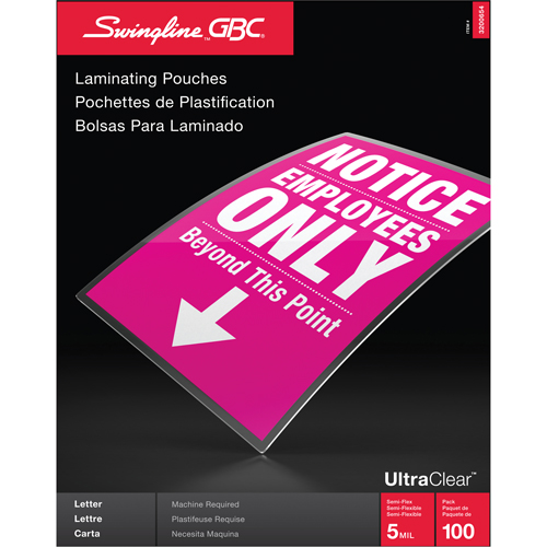Pochettes lamin&eacute;es pour lettres Swingline UltraClear SPOC Demo