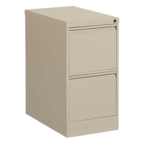 Vertical Filing Cabinet, Steel, 2 Drawers, 15-1/7" W x 25" D x 29" H, Beige SPOC Demo