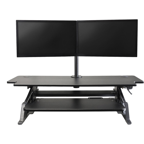 Poste de travail assis-debout Goya, Mod&egrave;le de bureau, 20" h x 42" la x 16" p, Noir SPOC Demo