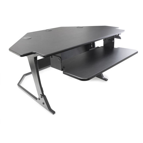 Poste de travail assise/debout pour bureau de coin Goya, Mod&egrave;le de bureau, 20" h x 42" la x 37-4/5" p, Noir SPOC Demo