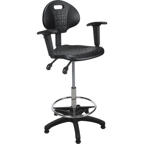 Tabouret ergonomique robuste avec accoudoirs r&eacute;glables, Stationnaire, Ajustable Hauteur, Capacit&eacute; 250 lb SPOC Demo