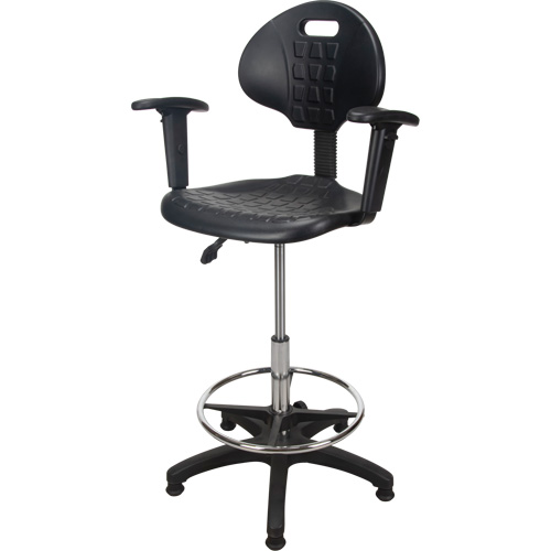 Tabouret ergonomique robuste avec accoudoirs r&eacute;glables, Stationnaire, Ajustable Hauteur, Capacit&eacute; 250 lb SPOC Demo