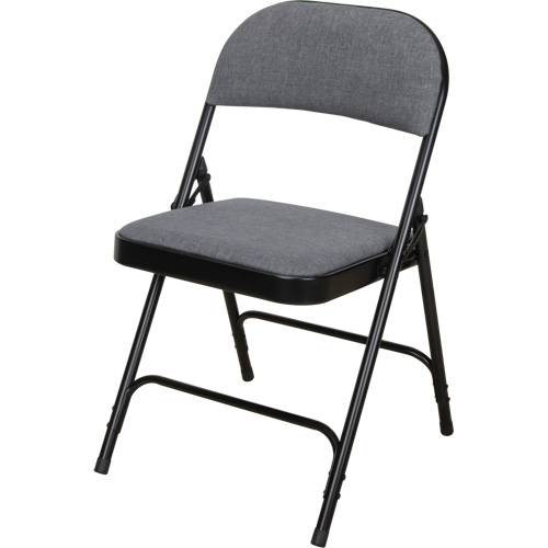 Deluxe Fabric Padded Folding Chair, Steel, Grey, 300 lbs. Weight Capacity SPOC Demo