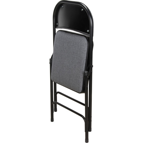 Deluxe Fabric Padded Folding Chair, Steel, Grey, 300 lbs. Weight Capacity SPOC Demo