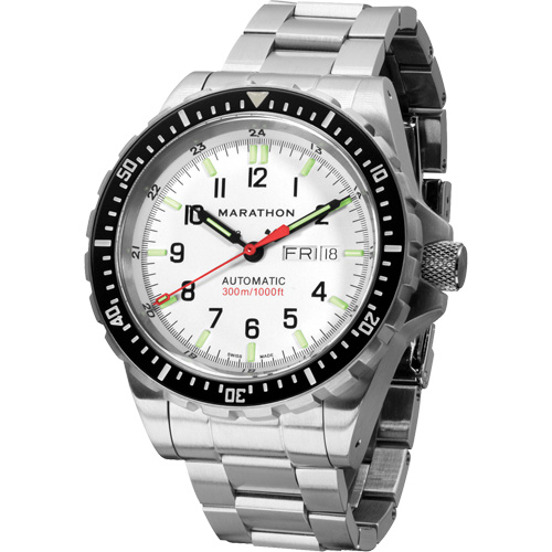 Tr&egrave;s grande montre automatique &eacute;dition arctique avec jour/date avec bracelet en acier inoxydable, Num&eacute;rique, &agrave; piles, 46 mm, Argent SPOC Demo