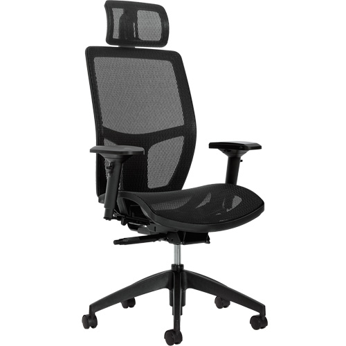 Format+ High-Back Weight-Sensing Synchro-Tilter with Headrest, Mesh, Black, 300 lbs. Capacity SPOC Demo