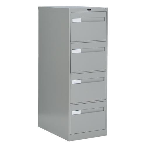 Vertical Filing Cabinet with Recessed Drawer Handles, 4 Drawers, 18.15" W x 26.56" D x 52" H, Grey SPOC Demo