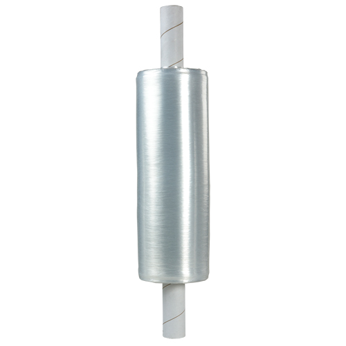 Extended Core Hand Stretch Wrap, 120 Gauge (30 micrometers), 20" x 700', Clear SPOC Demo