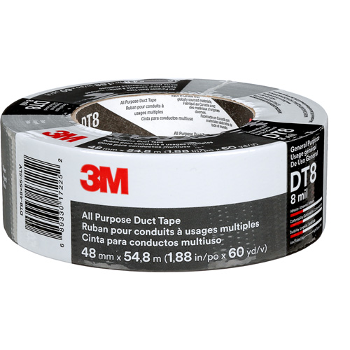 DT8 All-Purpose Duct Tape, 8 mils, Silver, 48 mm (2") x 55 m (180') SPOC Demo