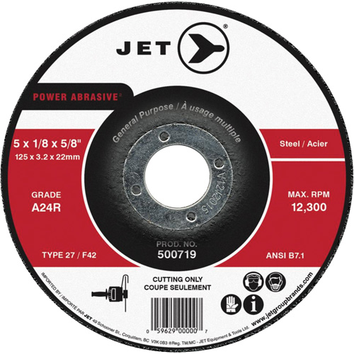 Power Abrasive Cut-Off Wheel, 7" x 1/8", 7/8" Arbor, Type 27, 8500 RPM SPOC Demo