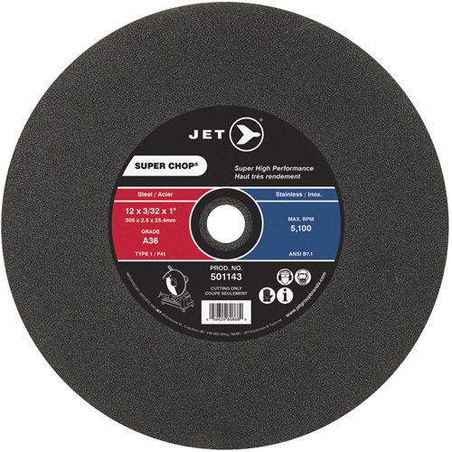 Super Chop Cut-Off Wheel, 12" x 3/32", 1" Arbor, Type 1, 5100 RPM SPOC Demo