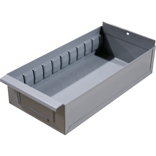 Interlok Boltless Shelving Shelf Box, Steel, 5-5/8" W x 15" D x 2-3/4" H, Light Grey SPOC Demo
