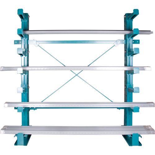 Rayonnage en porte-&agrave;-faux &agrave; barres - Charge normale, Un c&ocirc;t&eacute;, Bras de 14", 36" la x 84" h SPOC Demo