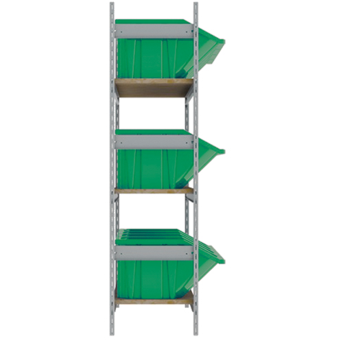 Wide Span Shelving with Jumbo Plastic Bins, Steel, Boltless, 800 lbs. Capacity, 66" W x 60" H x 18" D SPOC Demo