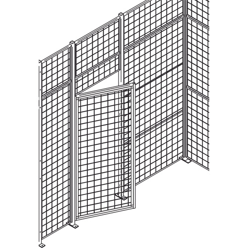 Wire Mesh Partition Swing Door with Wicket, 4' W x 7' H SPOC Demo
