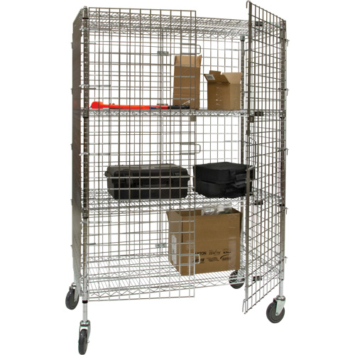 Security Cart, Chrome Plated, 60" x 69" x 24", 500 lbs. Capacity SPOC Demo