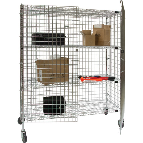 Security Cart, Chrome Plated, 60" x 69" x 24", 500 lbs. Capacity SPOC Demo