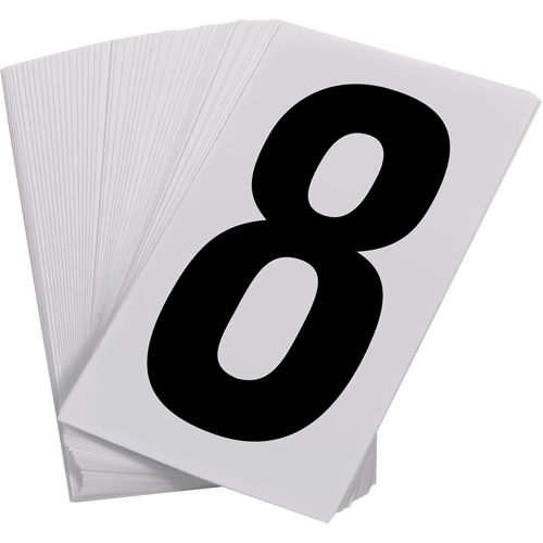Num&eacute;ros autocollants, 8, 3-1/2" h, Noir sur blanc SPOC Demo