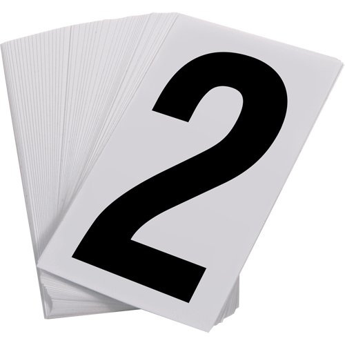 Num&eacute;ros autocollants, 2, 3-1/2" h, Noir sur blanc SPOC Demo