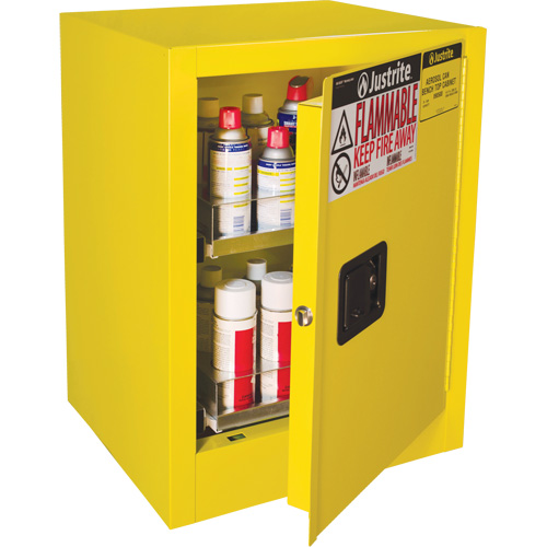 Armoire de s&eacute;curit&eacute; d'&eacute;tabli pour produits inflammables EX Sure-Grip, 24 gal., 1 Porte(s), 21" La x 27" h x 18" p SPOC Demo