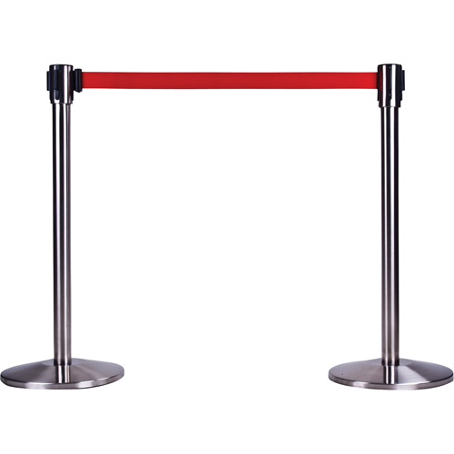 Poteau r&eacute;cepteur pour barri&egrave;res sur pieds pour le contr&ocirc;le des foules, Hauteur de 35", Acier inoxydable SPOC Demo