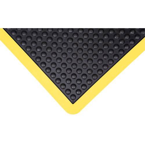 Tapis antifatigue en d&ocirc;me, &agrave; bulles, 2' x 3' x 1/2", Noir, Caoutchouc SPOC Demo