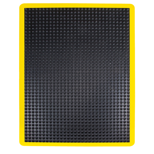 Tapis antifatigue en d&ocirc;me, &agrave; bulles, 2' x 3' x 1/2", Noir, Caoutchouc SPOC Demo